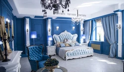 In the bedroom in blue photo