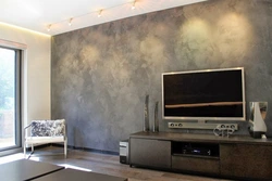 Design of decorative plaster in the living room photo design