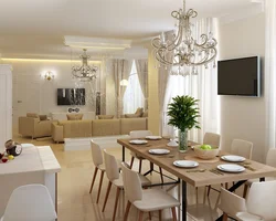 Dining room living room in modern style photo