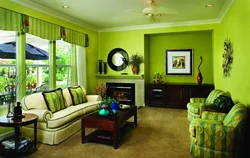 Интерьер гостиной в салатовом цвете фото