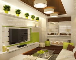 Living room interior in light green color photo