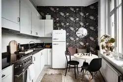 Wallpaper In A Small Kitchen Photo In An Apartment