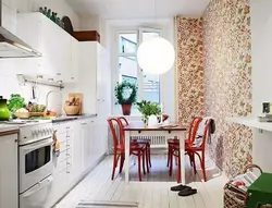 Wallpaper In A Small Kitchen Photo In An Apartment
