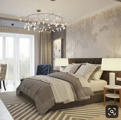 Wallpaper in beige tones for the bedroom photo