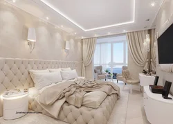 Wallpaper in beige tones for the bedroom photo
