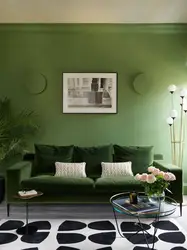 Living room interior in olive tones photo