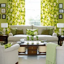 Living room interior in olive tones photo