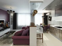 Kitchen living room design in modern style 40 sq m photo