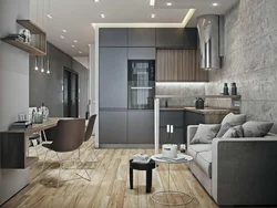 Kitchen living room design in modern style 40 sq m photo