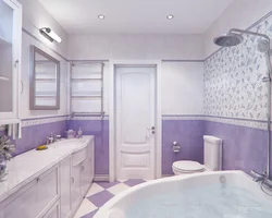 What colors go with purple in a bathroom interior