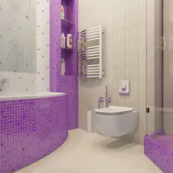 What colors go with purple in a bathroom interior