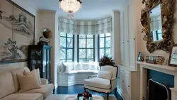 Bay windows in the living room interior photo