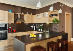 Kitchen Design Photo With Brown Furniture Photo