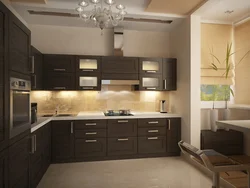 Kitchen in brown colors photo