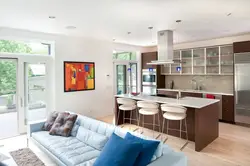 Living room and kitchen together design in an apartment