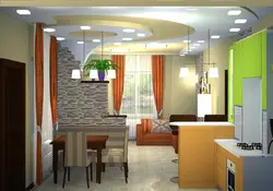 Living room and kitchen together design in an apartment