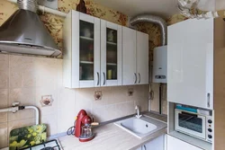 Kitchen renovation options in Khrushchev with a gas water heater photo