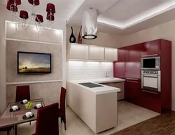 Interior kitchen living room 17 sq m with balcony