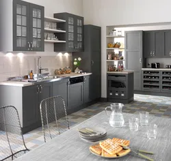 Colors combined with gray in the kitchen interior