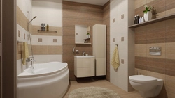 Фото ванной комнаты с бежевой плиткой