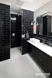 Black tiles in the bathroom photo design