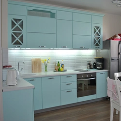 Kitchen in mint color design photo