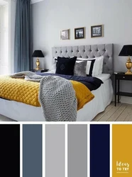 Color Combination With Gray In The Bedroom Interior Photo
