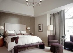 Color combination with gray in the bedroom interior photo