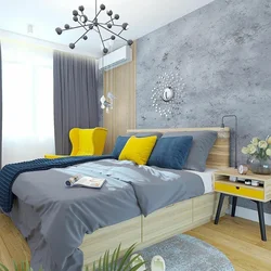 Color combination with gray in the bedroom interior photo