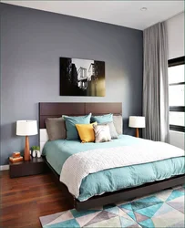 Color Combination With Gray In The Bedroom Interior Photo