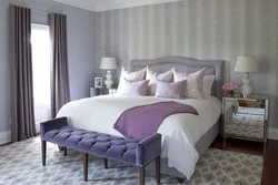 Color combination with gray in the bedroom interior photo