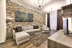 Decorative stone in the interior photo living room