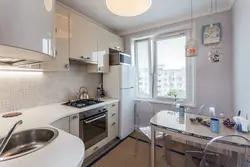 Kitchen 2 by 2 meters design with corner refrigerator