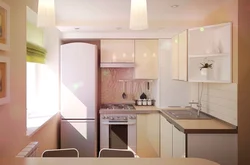 Kitchen 2 by 2 meters design with corner refrigerator