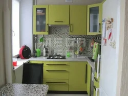 Kitchen 2 by 2 meters design with corner refrigerator