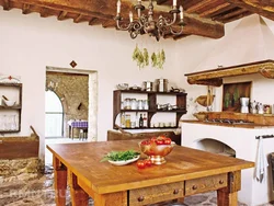 Фото кухня с печкой в деревянном доме фото