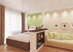 Дызайн спальні залы з перагародкай