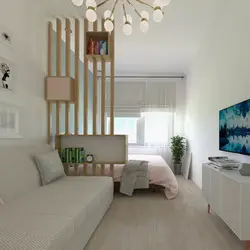 Дизайн спальни зала с перегородкой