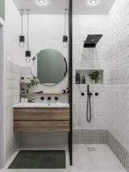 Bathroom design with shower on the wall