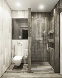Дизайн ванной с душем на стене