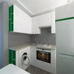 Kitchen Design 5 Square Meters With Refrigerator And Gas Stove