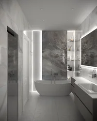 Photo Of A Bathroom In Gray And White