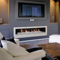 Photo of an electric fireplace in the living room interior