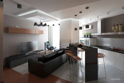 Kitchens living rooms with a bar counter photo design