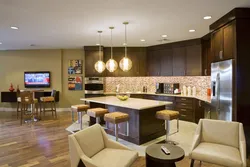 Kitchens living rooms with a bar counter photo design