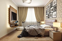 Rectangular bedroom interior