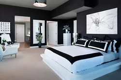 Bedroom Interior In Black And White Photo
