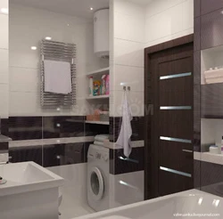 Bathroom design with a 4 sq. m bath and washing machine