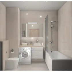Bathroom Design With A 4 Sq. M Bath And Washing Machine