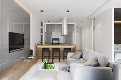 Design of a rectangular kitchen living room 20 m